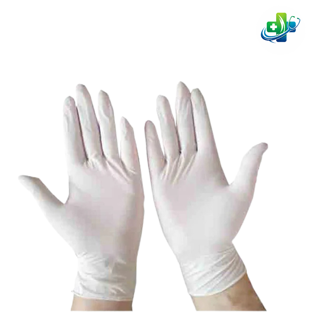 White Latex Gloves Disposable Powder-Free – Medical Examination Gloves for Cleaning, Food Handling, Salon, Healthcare & Industrial Use – Strong, Flexible & Hygienic Protective Gloves